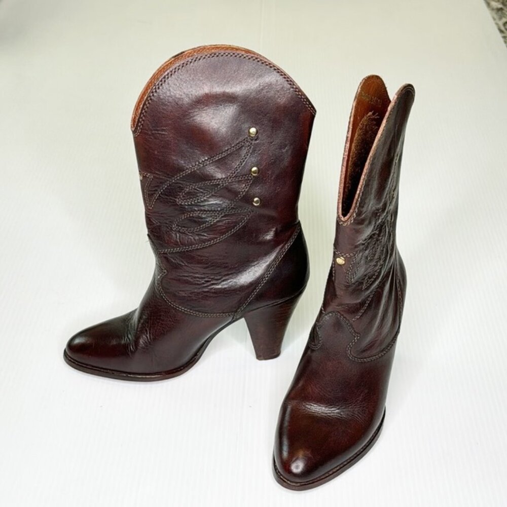 Nine West Dark Brown Western Heeled Boots (7.5) - Picture 7 of 12